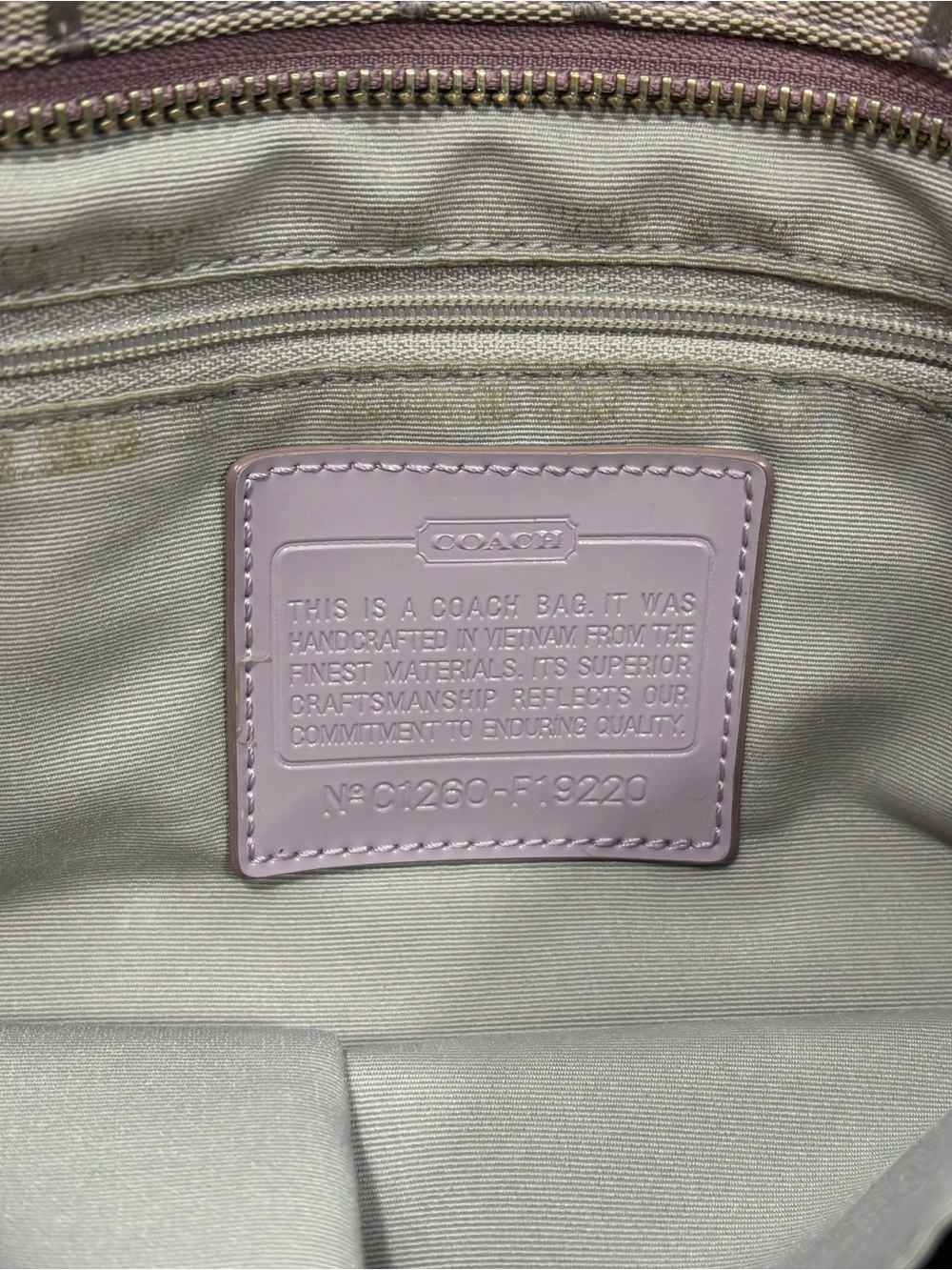 Coach Crossbody in Taupe and Lavender Trim - Picture 11 of 13